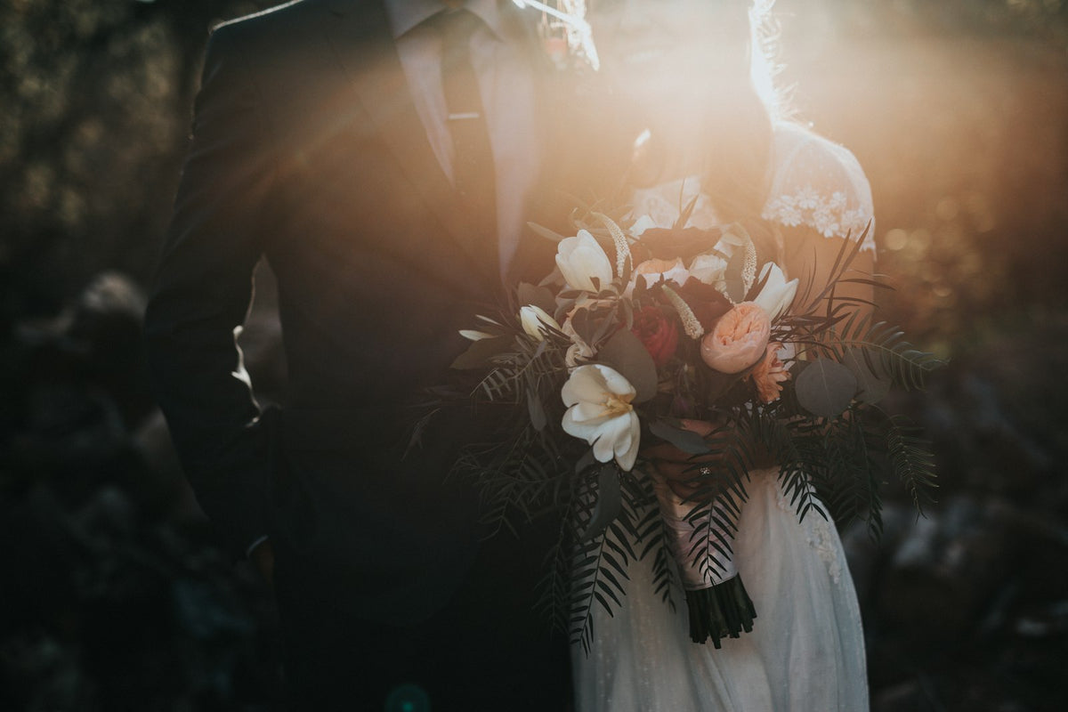 Bride choosing wedding color palette